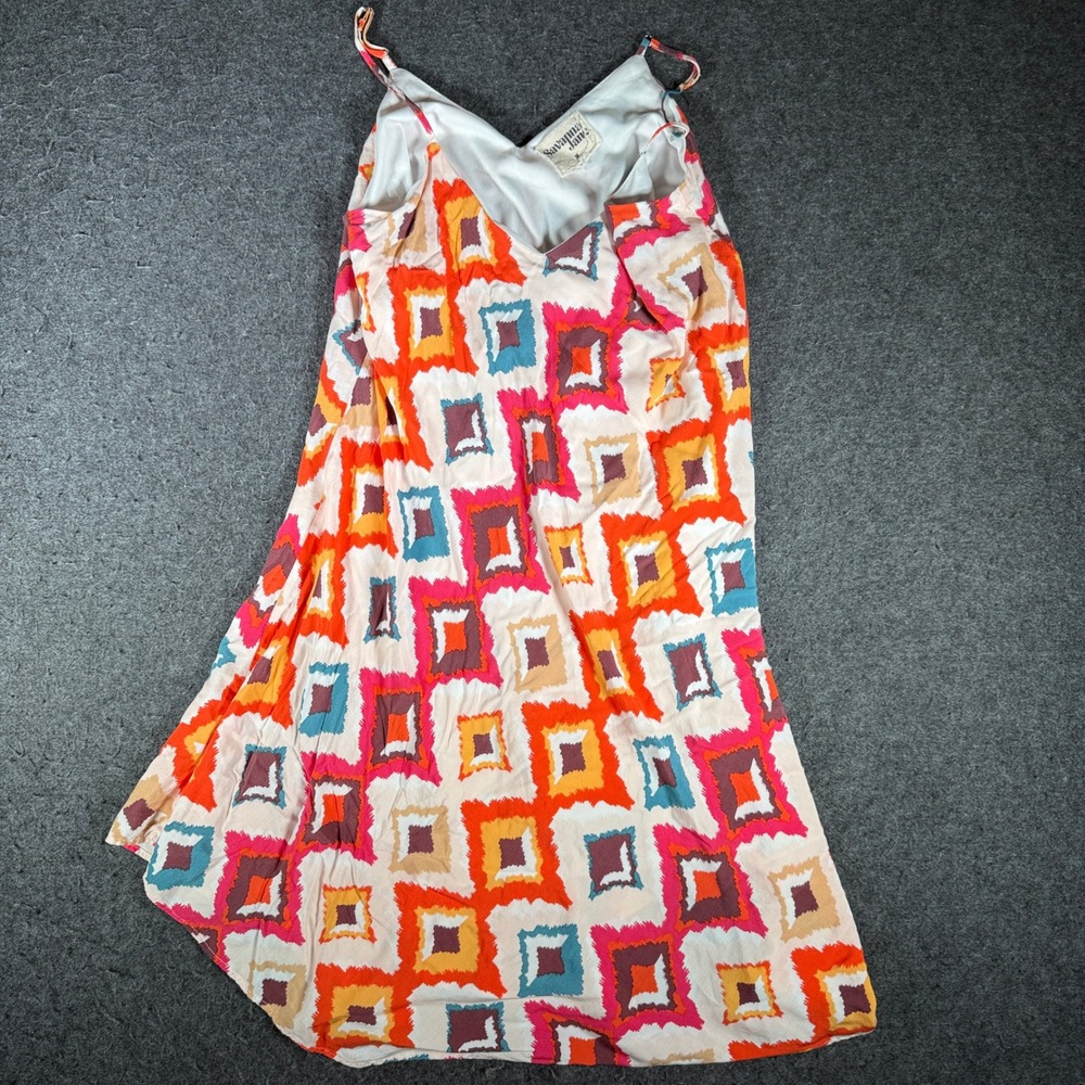Savannah Jane Womens M Multicolor Geometric Ikat Cami Dress V-Neck Lined B13148